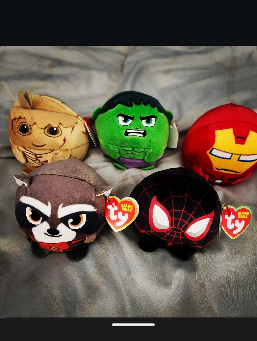 Ty Marvel Beanie Balls Plush Set - Green, Red, Brown, Black & Tan Characters
